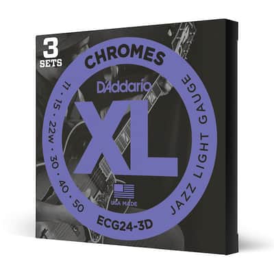 D'Addario XL Chromes Flatwound Electric Guitar Strings; 3-PACK gauges 11-50 image 2