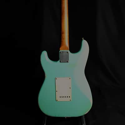 Riccardi Relics USA Strat, Fralin Blues Special pickups, MJT Seafoam Green Alder body, Nitro Roasted Maple neck with painted headstock, Hardcase image 10