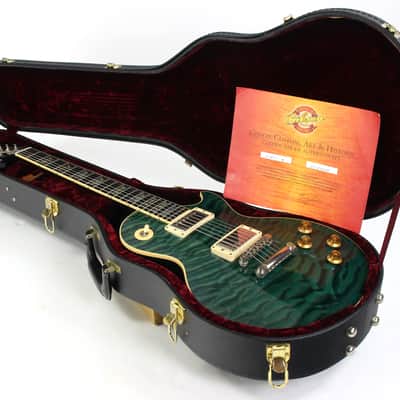 2004 Gibson Custom Shop Les Paul Elegant INSANE QUILT TOP! Peacock Green, Abalone Inlays, Ebony Board! image 7