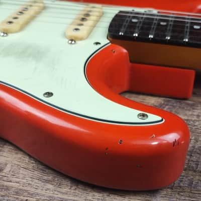 MyDream Partcaster Custom Built - Fiesta Red over Sunburst SRV image 5