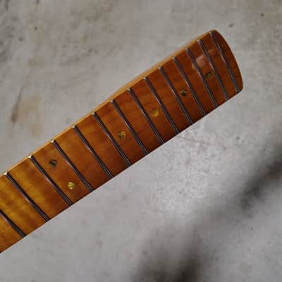 Flame Roasted Maple Strat Neck fits fender Stratocaster body 22 frets Modern image 5