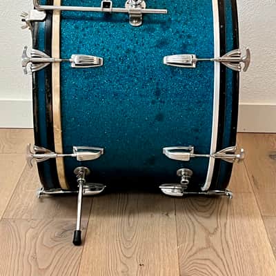 1950's WFL 4 Piece Drum Kit, Blue Aqua Sparkle, Complete W / Cases, Drop Dead Gorgeous image 20