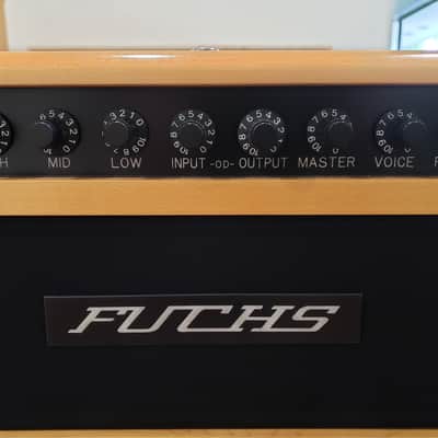 Fuchs - ODS - 100 Watt - Natural Wood Head with Matching Wood 1x12 Cab with OEM EVM12L.  Includes amp flight case, original amp/speaker cab vinyl covers and original foot switch. image 5