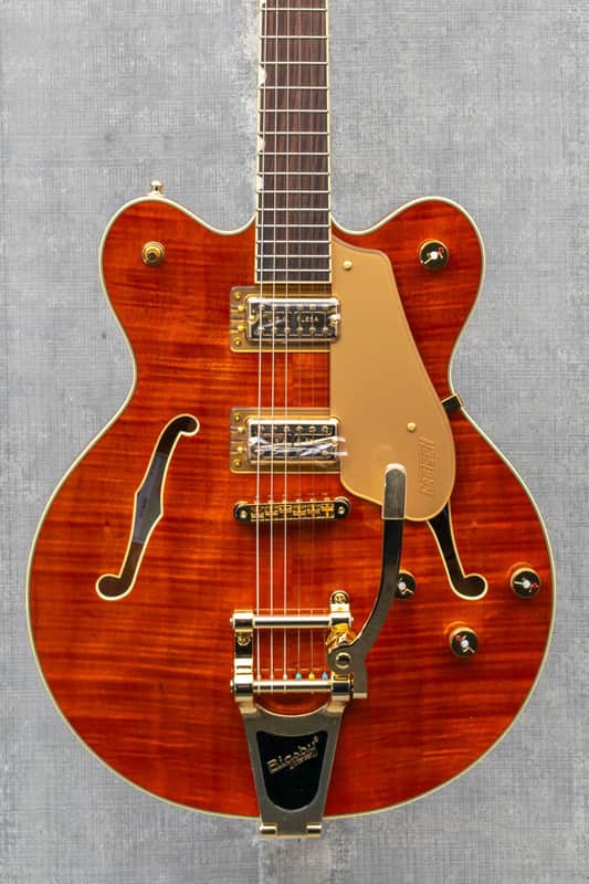 Gretsch Electromatic LTD Flame Okoume Broadkaster Double-Cut with Bigsby Roundup Orange MINT image 1
