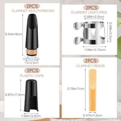 2 Sets Clarinet Mouthpiece kit Reeds 2.5 Mouthpiece Kit with Ligature Plastic Cap image 2