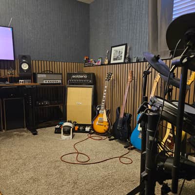 Marshall JTM st212 Slanted Vertical Cabinet with UK G12m Celestion Creambacks  Coffin Logo image 5