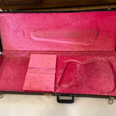 Vintage Ibanez RG Series UV1000 Black Tolex Hardshell Guitar Case Pink Interior image 13