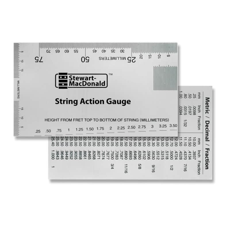 StewMac String Action Gauge And Ruler, Metric, Stainless Steel - Designed by StewMac, The Original measuring tool for acoustic and electric guitar, and bass setup image 1