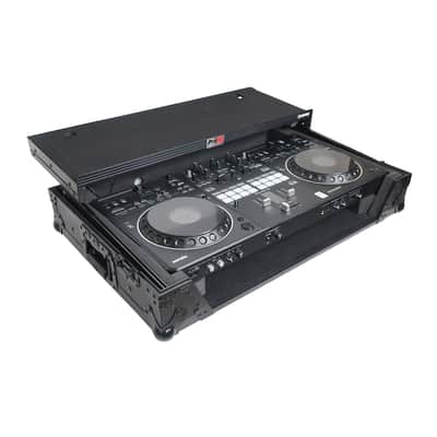 Pro X ATA Flight Style Road Case For Pioneer DDJ-REV5 DJ Controller with Laptop Shelf 1U Rack Space Wheels and LED Black Finish image 3