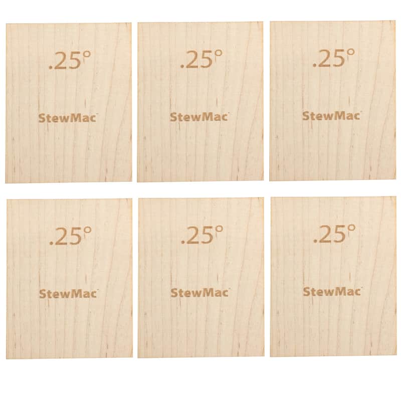StewMac Neck Shims for Guitar, Blank - 6 Pack of 0.25 Degree Shims image 1