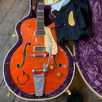 2017 Gretsch USA Custom Shop G6120WCST in Orange with orig. hard shell case and case candy image 13