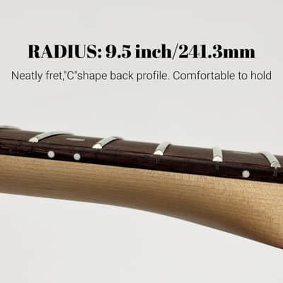 Strat Guitar Neck 22 Frets, 25.5'' Maple Wood Modern C Shape ST Guitar Necks with Radius 9.5'' Rosewood Fretboard Medium Jumbo Fret for Stratocaster Guitar Parts Replacement image 5