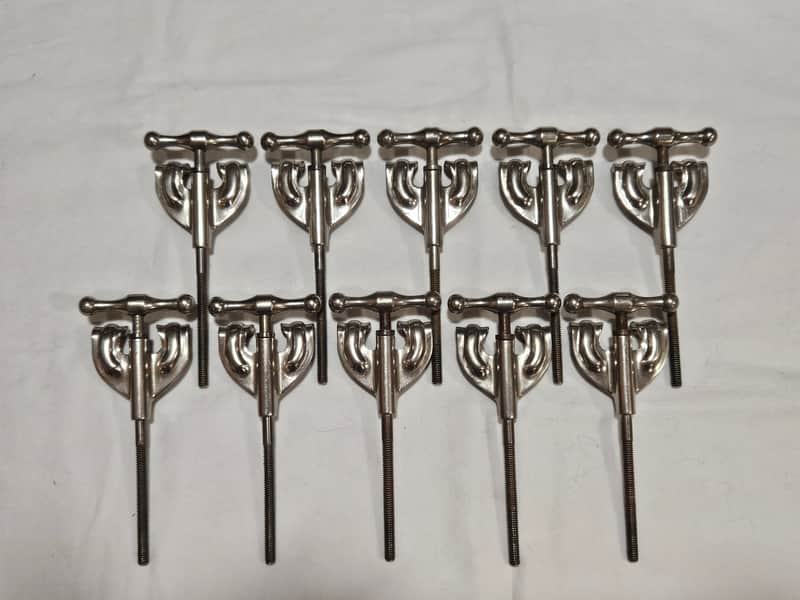 Vintage Slingerland Radio King Bass Drum Tension Rods & Claws Set of 10 Nickel 1940s-50s Nice! image 1