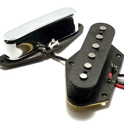 Dragonfire Tele True Texas Pickup Set, Black Bridge w/ CHROME Covered Color Neck, Hot AlNiCo Performance Telecaster Pickups image 1