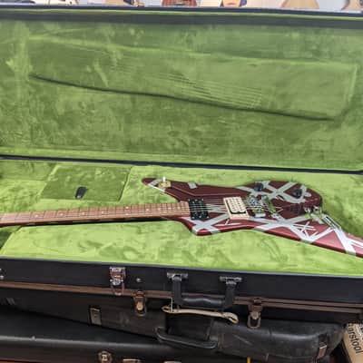 EVH Striped Series Shark 2020's Burgundy w/ Silver Stripes image 13