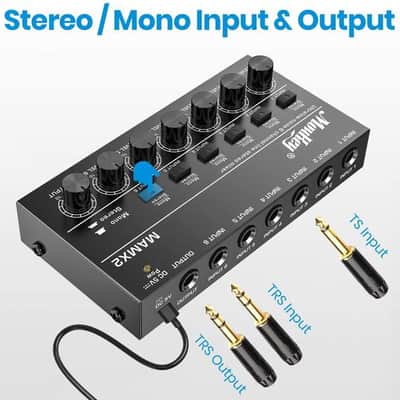 Ultra Low-Noise 6 Channel Line Mixer for Sub-Mixing, DC 5V 4-Stereo Mini Audio Mixer image 5