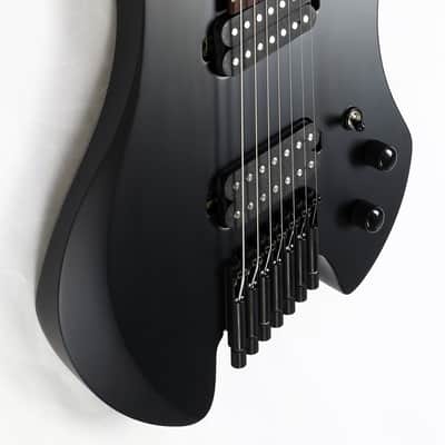 Agile 7 String MultiScale FanFret Chiral Parallax 72527 RN Flat Black Headless Electric Guitar image 4