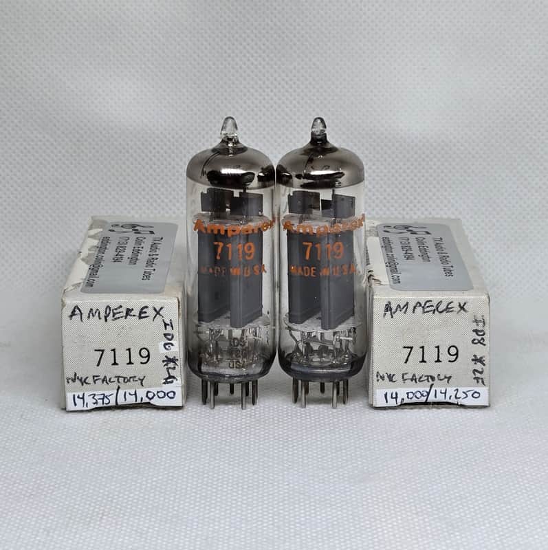 Amperex 7119 Gray Plates, Well Matched (2.6%) Pair NOS E182CC image 1