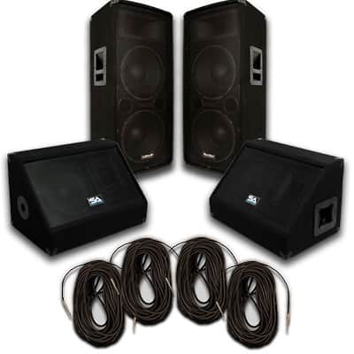 Pair Dual 12" Speakers~Pair 10" Monitors~4 Cables~PA/DJ image 1