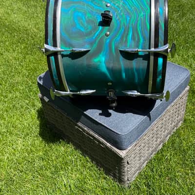 Sonor Tear Drop - Chicago 1966 - Blue/Green Turquoise Satin Flame image 9