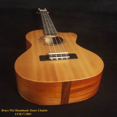 Handmade Tenor Ukulele, Solid Spalted Rosewood & Spruce, May Lily Floral Inlay, Soft-bag, Bruce Wei UCK17-2001-1 image 2