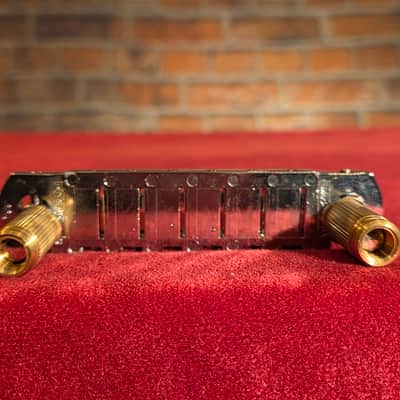 Pigtail Music Wraparound Tailpiece Chrome w/ Gold Bushings image 4