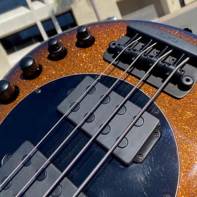 2022 Music Man Bongo 4 String HH Bass - Harvest Orange Gold Stingray image 9