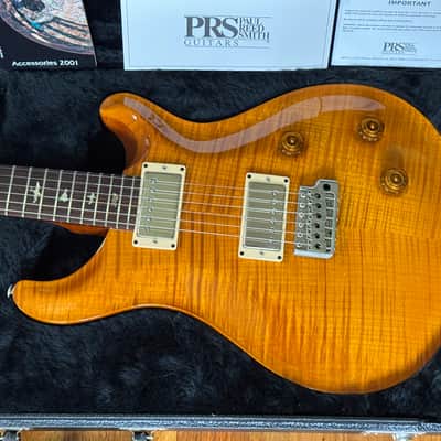 PRS Custom 22 10-Top Tremolo - 2001 - Violin Amber - Dragon II - East Indian Rosewood Fingerboard - Wide Fat Carve - NOS New Old Stock Like New Condition Massive Tight Flame OHSC image 5