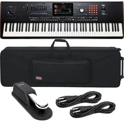 Korg Pa5X-88 88-Key Professional Workstation, Gator GK-88 Rolling Case, Sustain Pedal, (2) 1/4 Cables Bundle