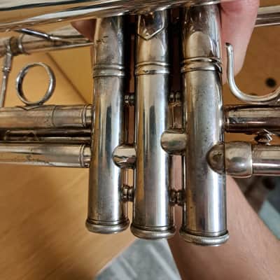 EARLY ELKHART BACH 236 C TRUMPET, 34XXX M BORE, CORPORATION BELL image 7