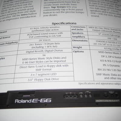 Roland E-66 Intelligent Synthesizer 61-Key Arranger Workstation fro m 1994 image 3
