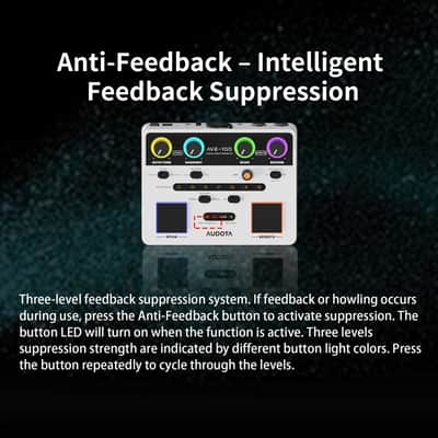 Audota Ave-100 Vocal Multi-effects Processor with Reverb, Delay, Pitch Correction, Three Harmony Modes, Automatic Key Detection, and a Vocal Cancellation Function image 3