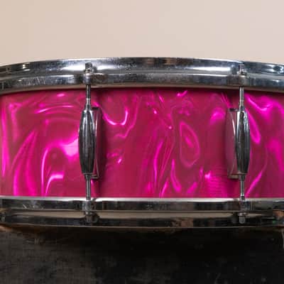 Vintage Gretsch 5.5x14 Pink Satin Flame Model 4157 Snare Drum image 5