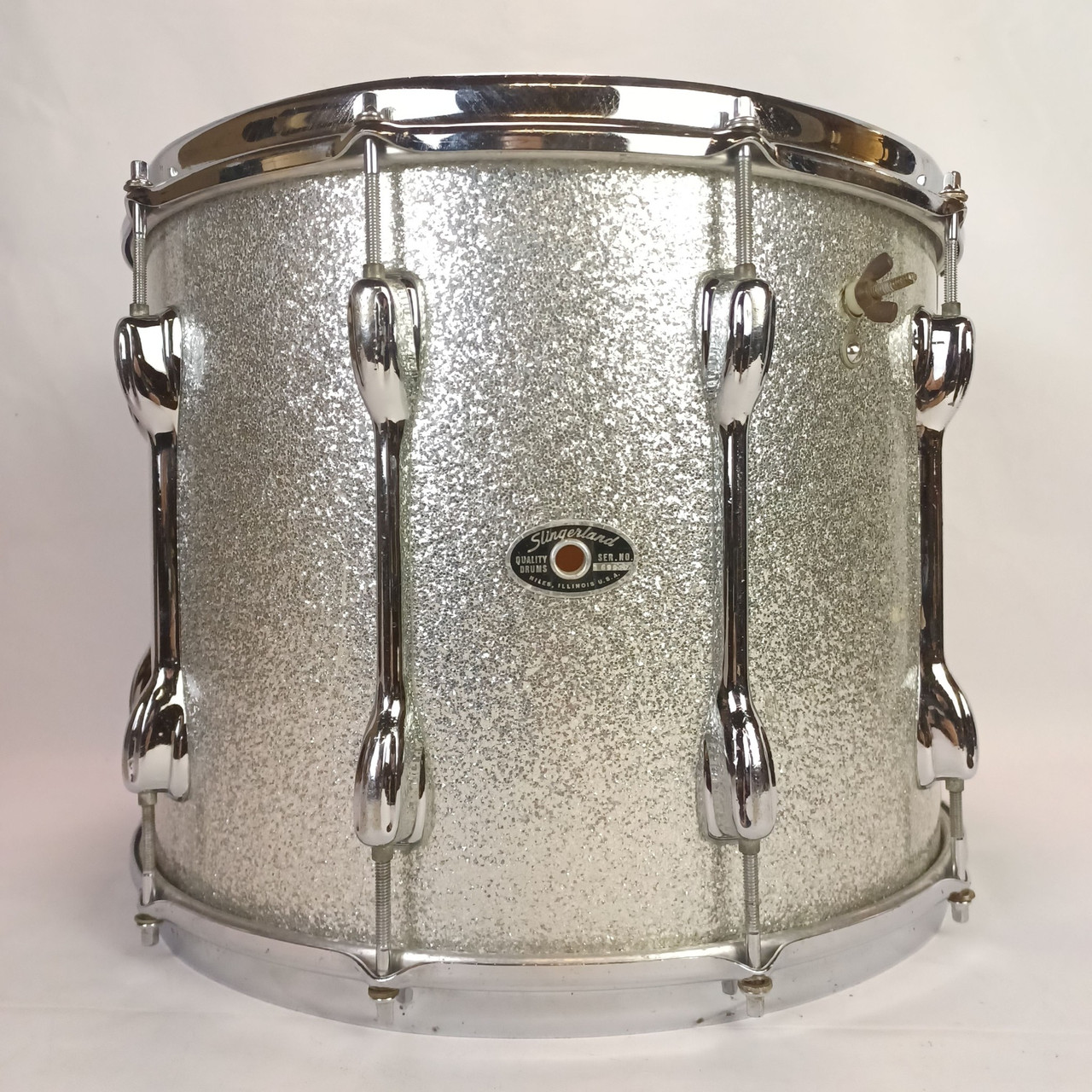 Slingerland 12x15" TDR Marching Snare/Tom Drum Silver Sparkle Vintage 70s Maple — main photograph