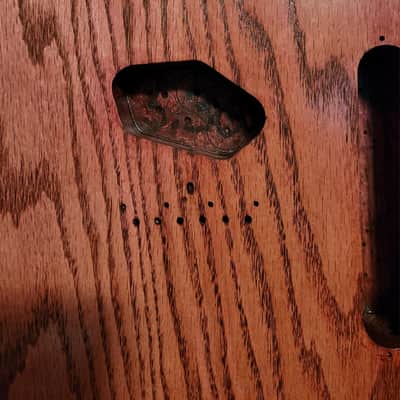 Unbranded Tele style Solid Ash, chambered with a 1/4" Oak top, Clear coat over stain Clear coat over stain image 3