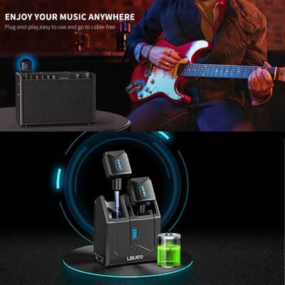 LEKATO 5.8G 4 Channel Wireless Guitar Transmitter Receiver System with Charging Box image 8
