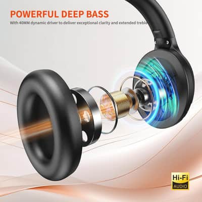 Noise Cancelling Headphones - 2024 Upgraded Wireless Over Ear Bluetooth Headphones Comfort Fit, 100H Playtime, Deep Bass, Active Noise Canceling, Crystal Clear Calls for Travel/Home/Office - Black image 3