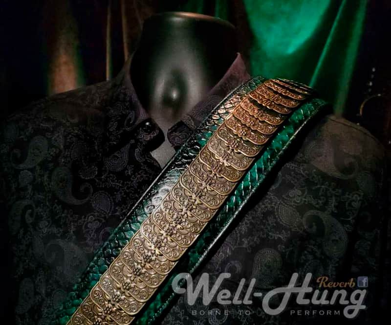 Well-Hung No Prisoners "DragonSlayer" 3" wide padded leather, green python with armor image 1