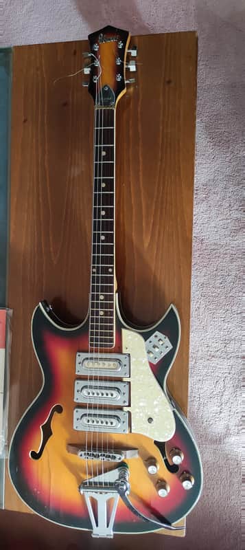 Ibanez Hollowbody 3 single coil pickups late 60's - sunburst brown image 1