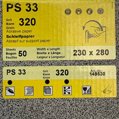 Klingspor 320 Grit Wet/Dry Sandpaper 50 Sheet Pack PS 33 149530 image 2