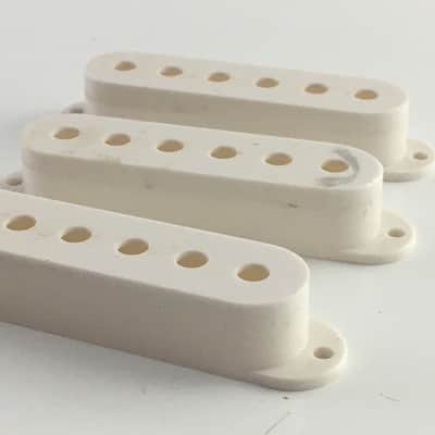 3 Genuine Fender Squier Vintage Strat Pickup Covers Electric Relic Aged White image 7