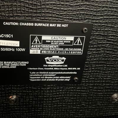 Vox AC15C1 Custom 2-Channel 15-Watt 1x12" Guitar Combo 2010 - Present - Black image 3