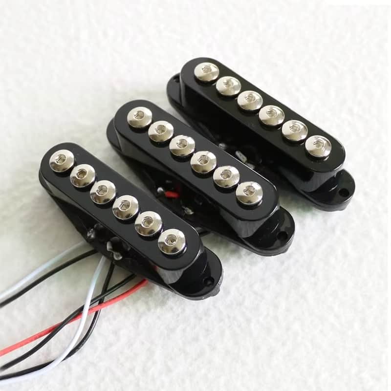 1 Set Black Guitar Large Hex Pole Strat Style Single Coil Pickups image 1