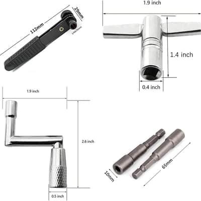Drum Keys 5 Pack Chrome Steel Construction Standard Drum Keys with Ratchet Torque Wrench Drill Bit Drum Key Tuner Percussion Hardware Tool for Drum Accessories image 2