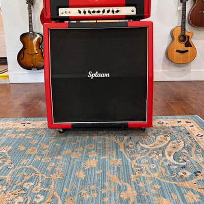 Splawn Pro Stock 100 "Marshall Super Lead" Style 100-watt Amp w/ 4x12 Matching Cab - Red image 5