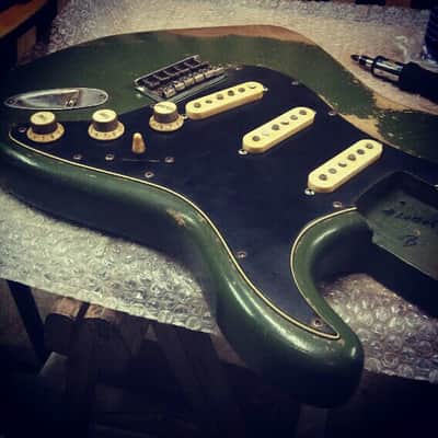 201707 :: Baldman's Relic "We Want You!" Stratocaster in Army Green :: Aged Vintage Roadworn image 8