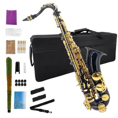 Black Lacquer Bb Tenor Saxophone – Professional-Style Tenor Sax with High F#, Case, Mouthpiece & Accessories image 8