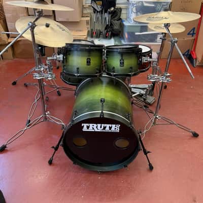 Truth Custom Drums Truth Custom Drum Kit, Sabian Vault and AA/AAX Cymbals, Tama Speed Cobra Pedals Unknown - Dark Green Burst image 2