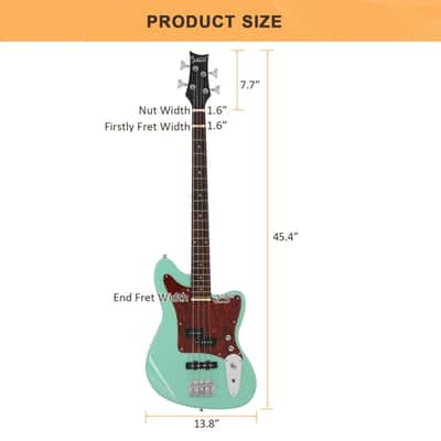 Glarry Green GIB 4 String Red Pearl Guard Bass Guitar w/20W Amplifier image 3