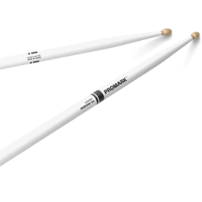 Promark Rebound 5A Painted Acorn Wood Tip Drumsticks - White image 1